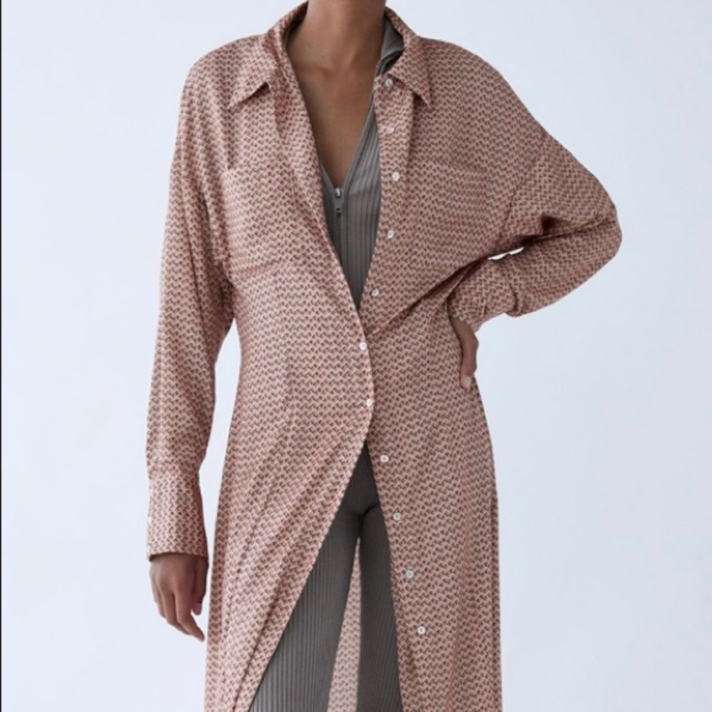Zara floral tunic style shirt dress|zara long midi dress|Zara casual dress - Picture 4 of 6